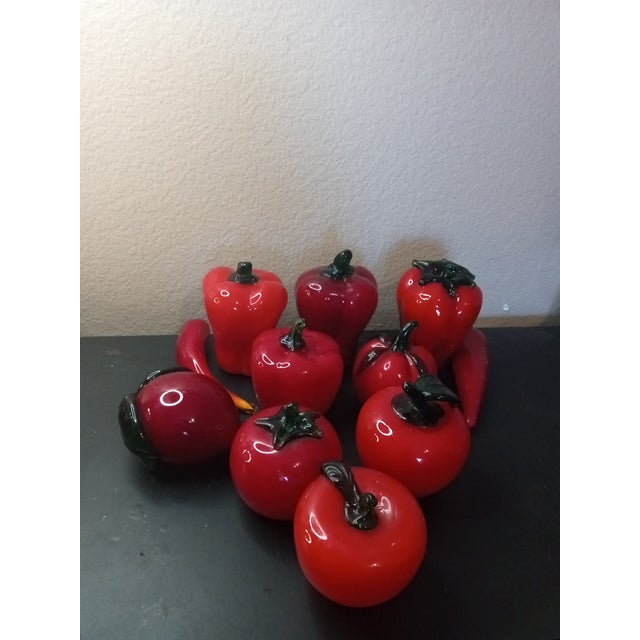 1980s 1980s Red Art Glass Fruits & Vegetables - Set of 11 For Sale - Image 5 of 7