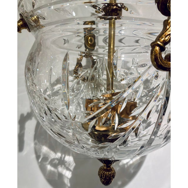 Myran Allan Luxury Lighting Hand-Cut Full Leaded Crystal French Gold Pendant Light For Sale - Image 4 of 5