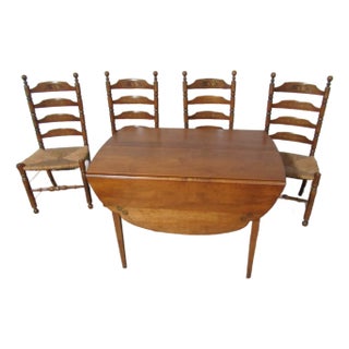 1980s Hitchcock Farmhouse Dining Kitchen Room Set Rush Seats Rare For Sale