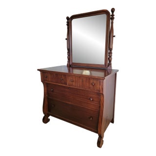 Late 19th Century American Empire Mahogany Chest of Drawers With Mirror For Sale