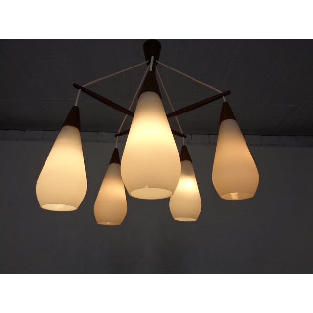 1960s Danish Teak and Glass Spider Ceiling Lamp, Denmark, 1960s For Sale - Image 5 of 17
