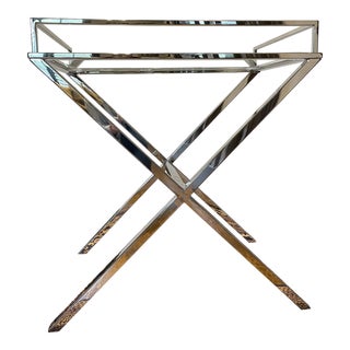 Contemporary Polished Nickel Bar Cart For Sale