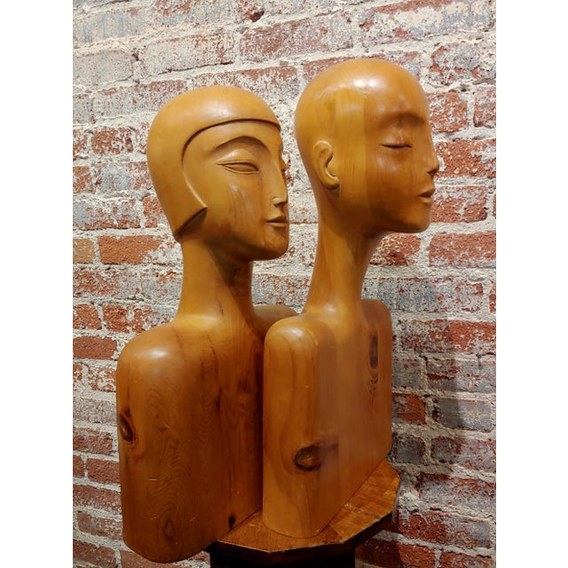 1930s Art Deco Carved Wooden Mannequin Busts-A Pair For Sale - Image 12 of 12