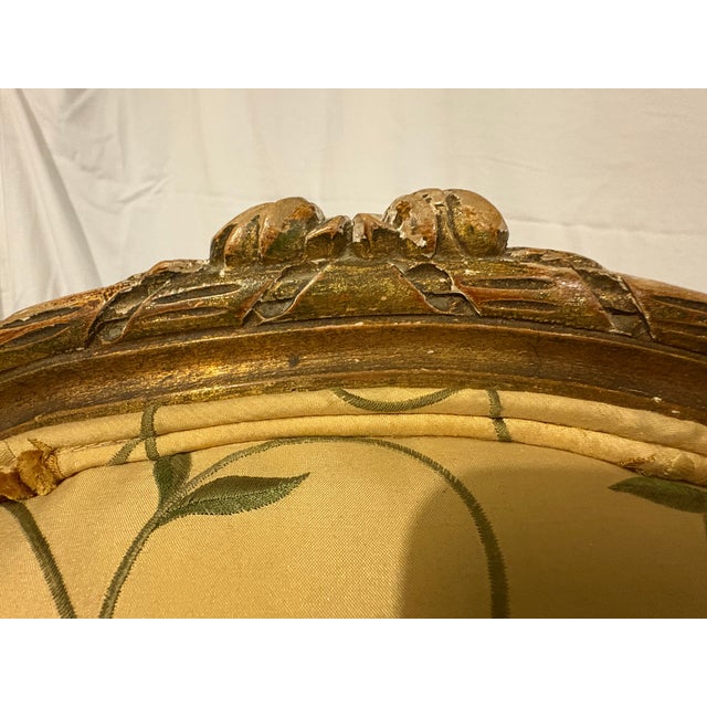 Wood Pair of 19th Century Louis XVI Gilt Upholstered Side/Parlor Chairs For Sale - Image 7 of 12