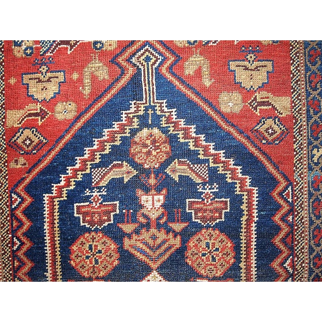 Textile 1920s Handmade Antique Persian Shiraz Rug 3.2' X 5.9' For Sale - Image 7 of 9
