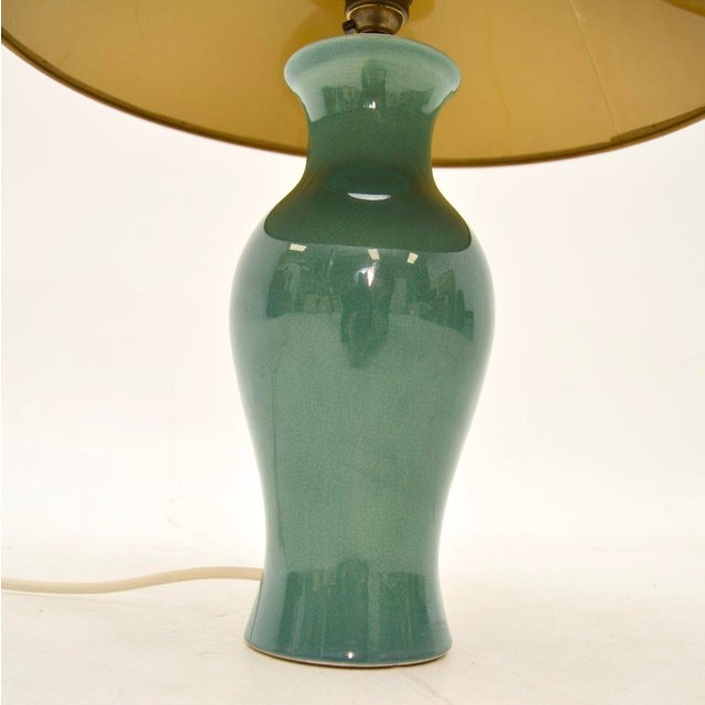 Vintage Green Ceramic Table Lamp, 1970 For Sale - Image 4 of 6
