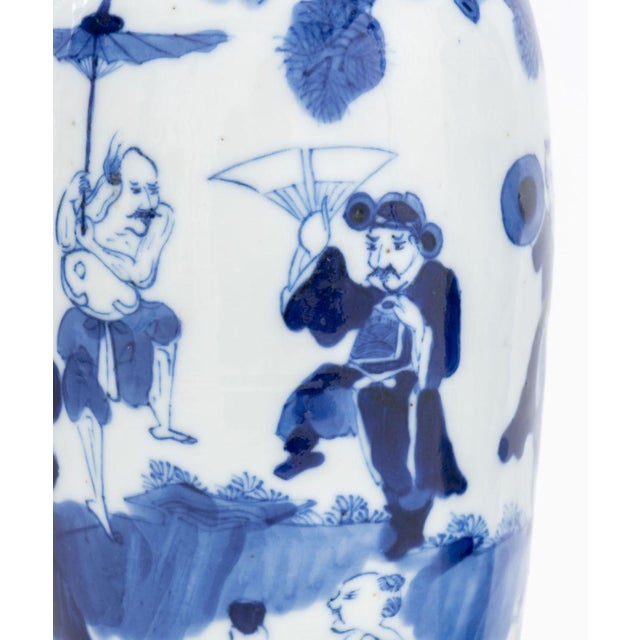 White Chinese Blue & White Porcelain Vases, Near Pair For Sale - Image 8 of 12