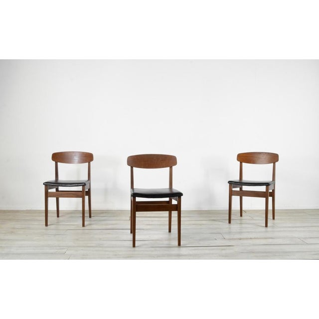Black Teak and Leatherette Chairs, 1960s, Set of 4 For Sale - Image 8 of 9