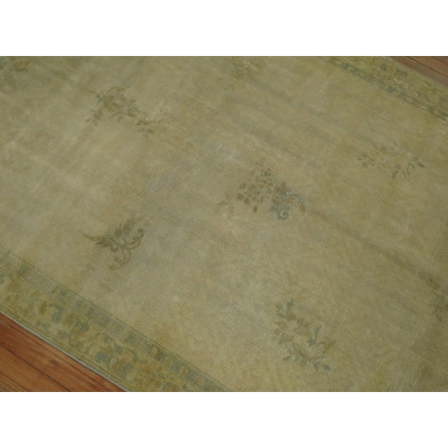 Textile 19th Century Beige and Green Chinese Gallery Corridor Rug - 5' x 19'2" For Sale - Image 7 of 12