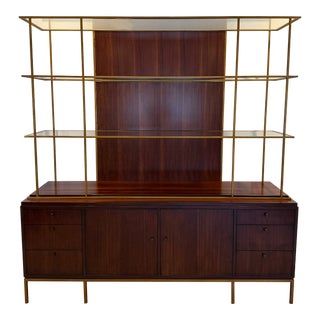 Transitional Media Credenza With Removable Shelf For Sale