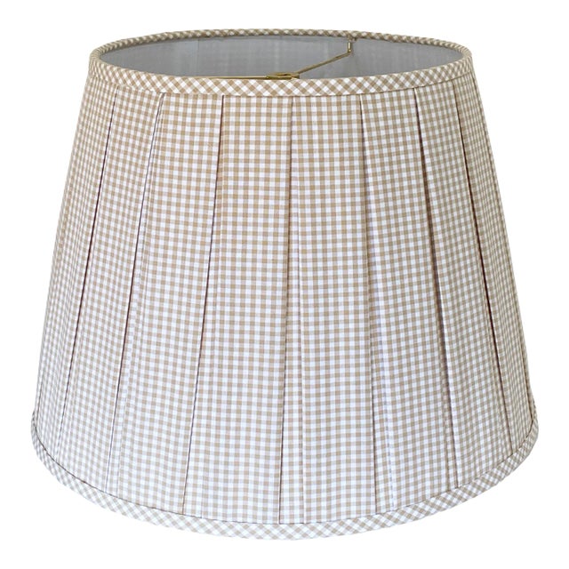 Sand/Tan Box Pleated Gingham Lamp Shade, 11x16x11 Chairish
