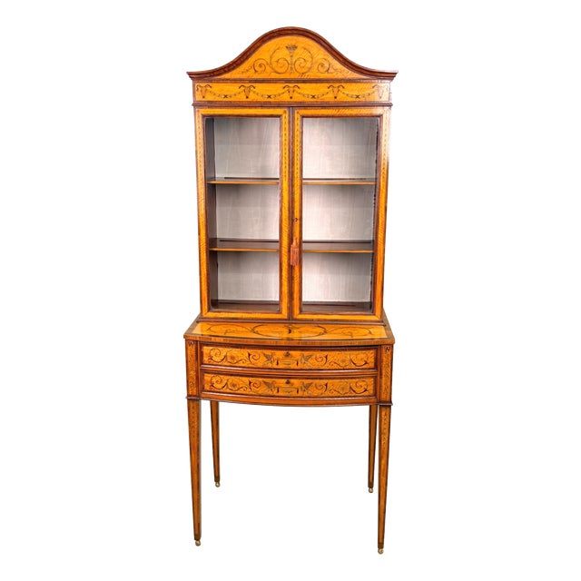 19th Century Satinwood Display Cabinet attributed to Edwards & Roberts, 1890 For Sale