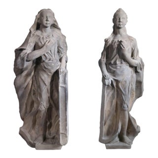 18th Century German Pair of Stone Statues For Sale