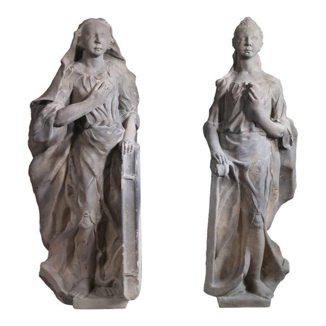 18th Century German Pair of Stone Statues For Sale