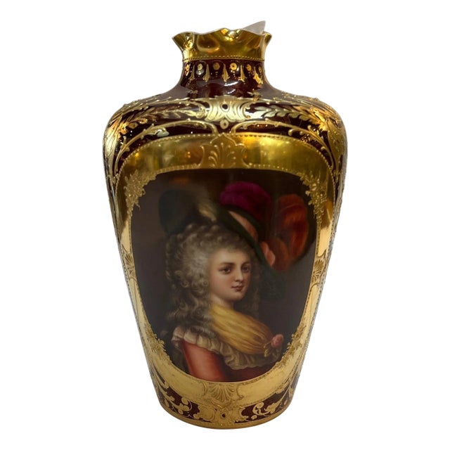 19th Century Hand Painted Portrait Cabinet Vase by Rosenthal For Sale