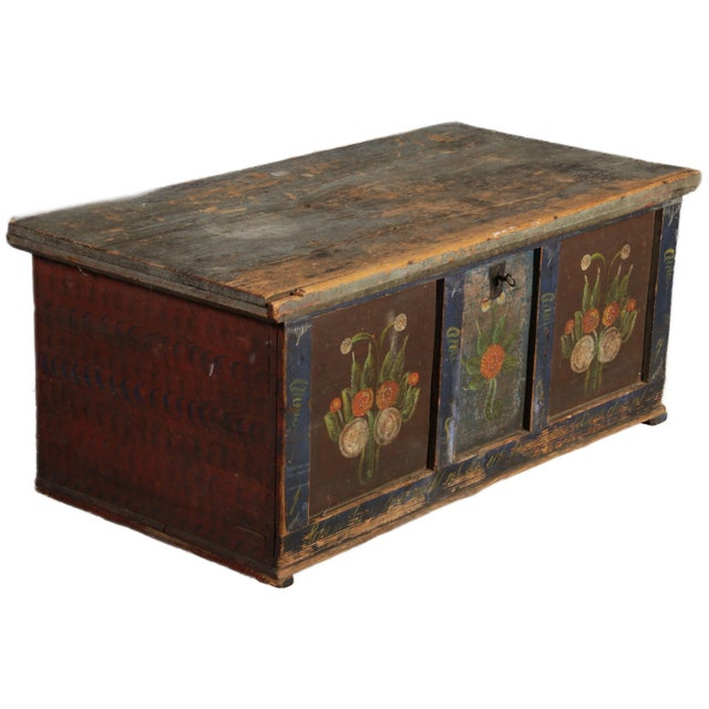Small Antique Chamfered Chest in Softwood, 1897 For Sale - Image 4 of 18