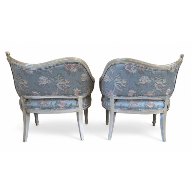 Wood 1950s Regency Asymmetrical Boudoir or Parlor Chairs - A Pair For Sale - Image 7 of 12