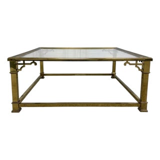 Vintage Mastercraft Style Brass and Glass Square Coffee Table For Sale