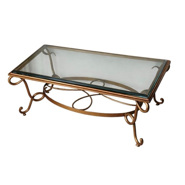 Late 20th Century Late 20th Century French Art Deco Revival Gilt Metal Coffee Table in the Manner of René Prou For Sale - Image 5 of 5