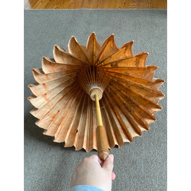 Antique Japanese Antique Painted Paper Parasol For Sale - Image 12 of 13