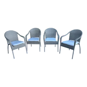 Frontgate Curved Back Stacking Outdoor Dining Chairs - Set of 4