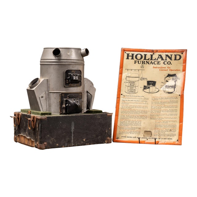Vintage Holland Furnace Co. Salesman Demonstrator With Instruction Sign For Sale