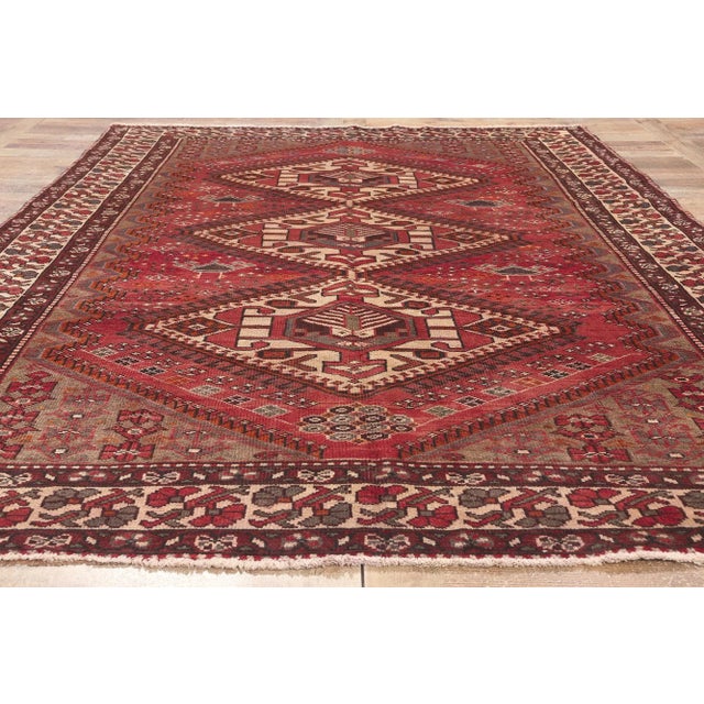 Red Mid 20th Century Mid 20th Century Vintage Persian Hamadan Rug - 06'04 x 09'10 For Sale - Image 8 of 9