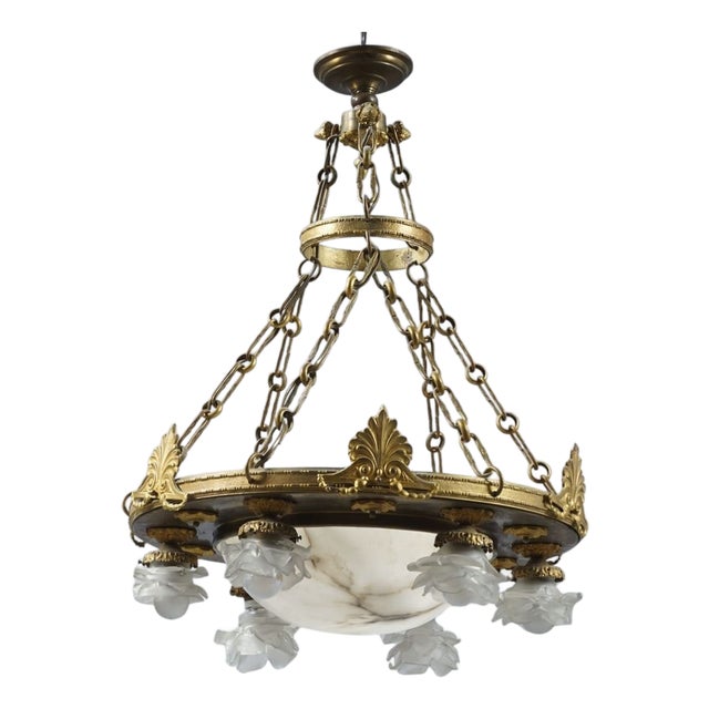 Antique French Bronze Chandelier, 1890s For Sale