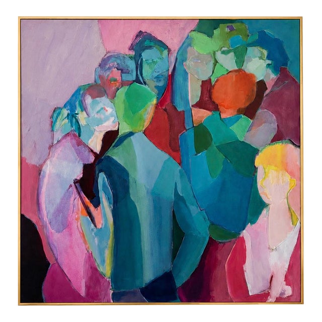 Large Pink Contemporary Figurative Abstract Painting For Sale