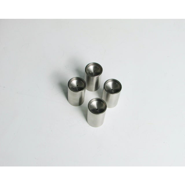 1970s 1970s Modernist Stelton Style Stainless Steel Salt & Pepper Shakers - Set of 4 For Sale - Image 5 of 7