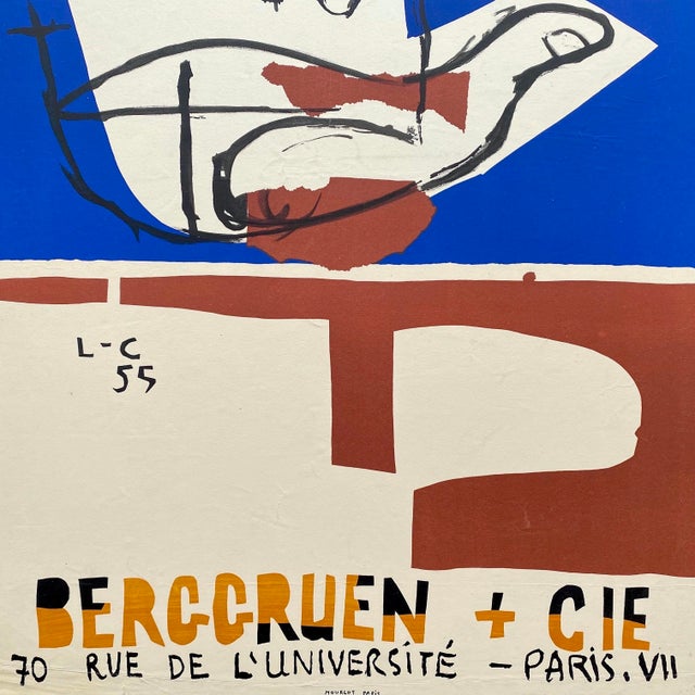 Royal Blue Le Corbusier Vintage 1955 Mid Century Modernist Mourlot Fine Art Lithograph Print " Poeme De l'Angle Droit " Framed Paris Exhibition Poster For Sale - Image 8 of 15