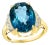 7 Carat Natural Blue Topaz and Diamond Cocktail Ring 14 Karat Yellow Gold Estate For Sale