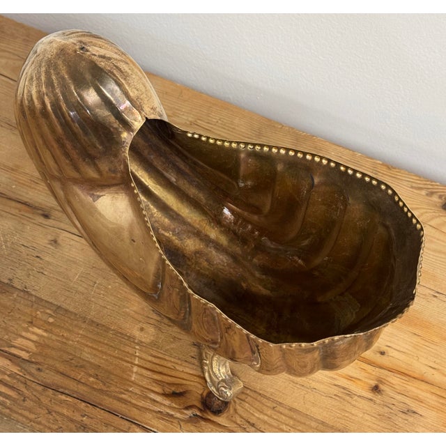 Vintage Brass Shell Motif Bottle Holder or Planter For Sale - Image 10 of 10