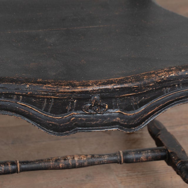 19th Century Swedish Black Painted Pine Armchairs For Sale - Image 13 of 15