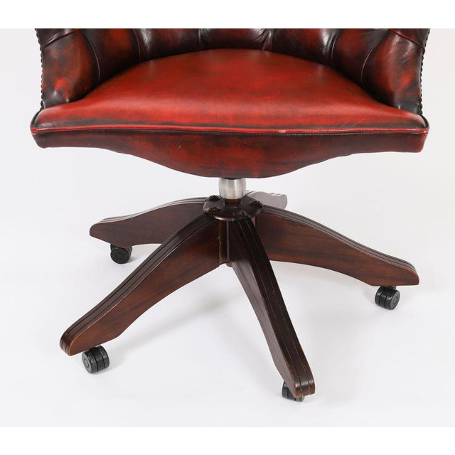 Brown Vintage English Leather Desk Chair For Sale - Image 8 of 11