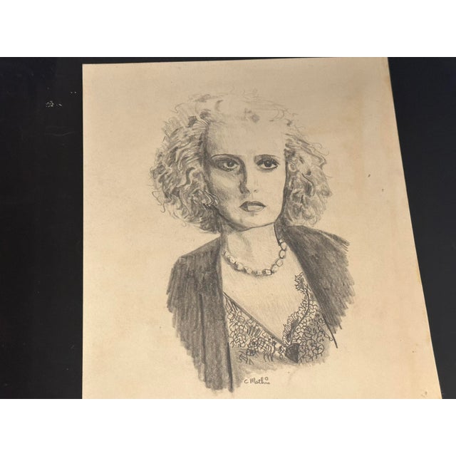 Early 20th Century Vintage June Marlowe & Clint Eastwood Charcoal Drawings, Signed by C. Mathis - a Pair For Sale - Image 5 of 10