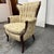 Design Plus Gallery presents a Tufted Channel Wingback Arm Chair. This vintage chair has been reupholstered in a geometric...
