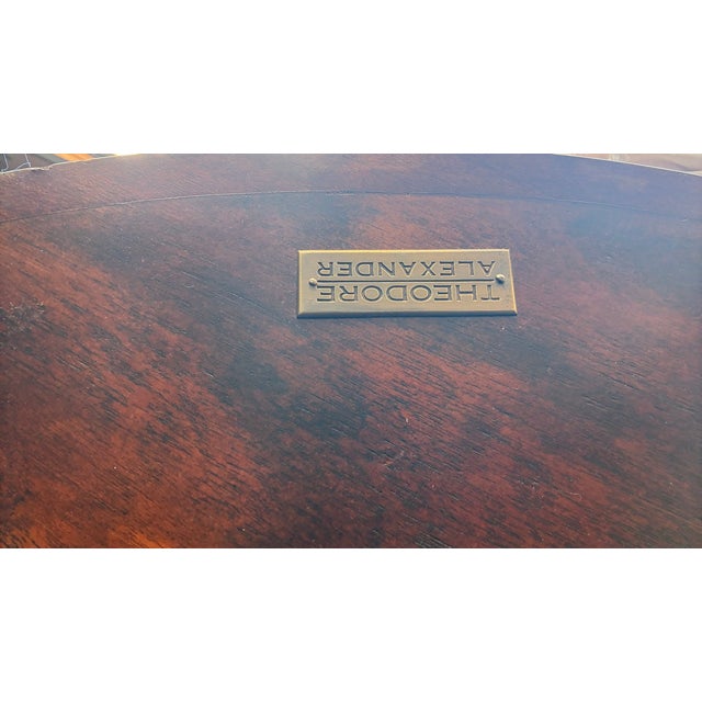Theodore Alexander 48” Burl Walnut Compass Rose Center Dining Table For Sale - Image 14 of 14