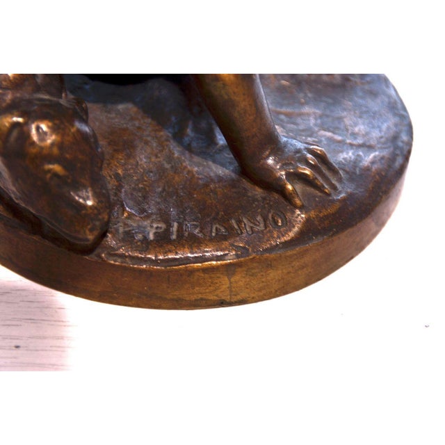 Bronze Sculpture of Child with Teddy Bear and Grasshopper by Pietro Piraino, 1940s For Sale - Image 3 of 6