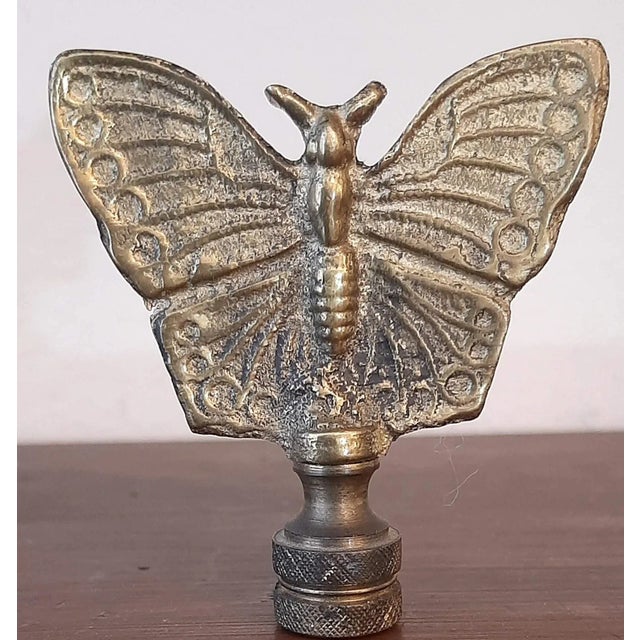 Brass Vintage Brass Butterfly Lamp Finial Art Deco For Sale - Image 8 of 8