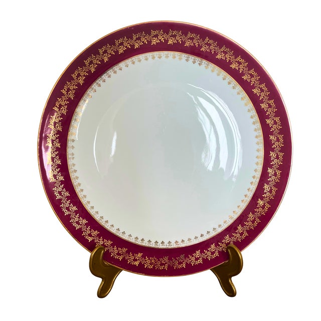 Limoges, France Limoges Porcelain Dinner Service 26 P. For 9, Ruby Red & Gilt Frieze, Circa Mid-20th Century For Sale - Image 4 of 10