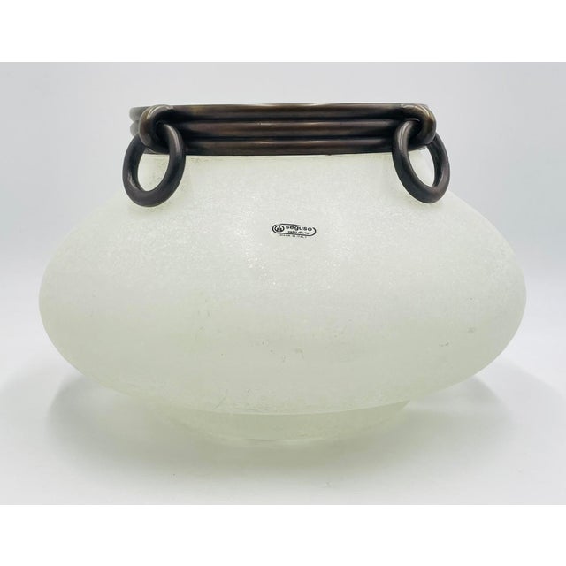 1980s Seguso Murano Scavo Glass & Bronze Center Bowl Signed, Italian Modernism For Sale - Image 10 of 18