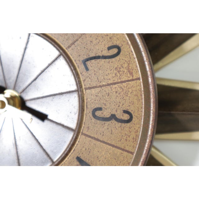 Vintage Mid Century Elgin Starbust Wall Clock 50's 60's Modern Retro Gold Black For Sale - Image 4 of 10