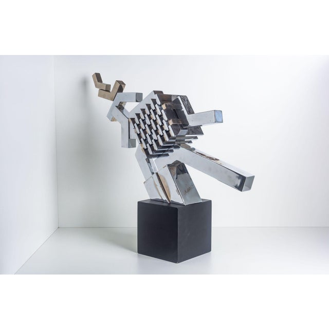 1960s 1960s Cubist Sculpture in Mirror Polished Chrome For Sale - Image 5 of 6