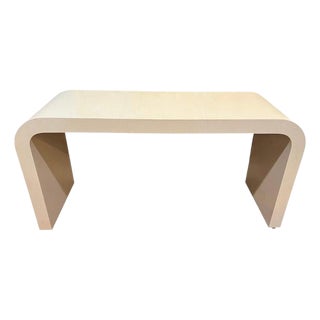 1980's Off White Laminate Waterfall Console Table. For Sale