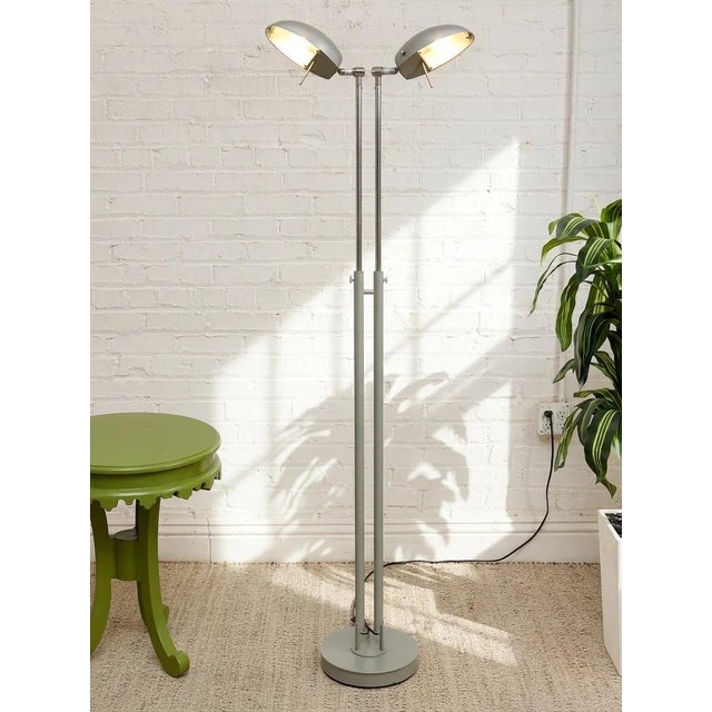 Mid 20th Century Vintage Double-Head Adjustable Dome Floor Lamp For Sale - Image 5 of 7
