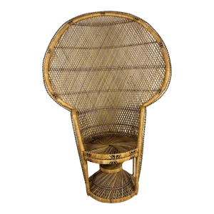 Vintage Rattan Fan Back Peacock Chair