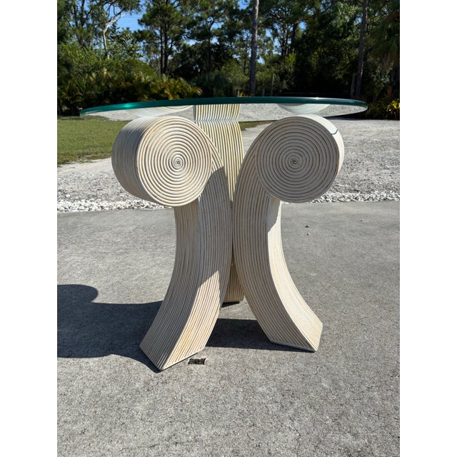 1980s Coastal Boho Cream Colored Pencil Reed Rattan Side Tables- Set of 2 For Sale - Image 11 of 11