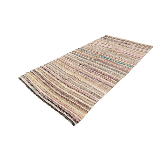 Traditional Mid 20th Century Decorative Vintage Striped Rag Rug For Sale - Image 3 of 7