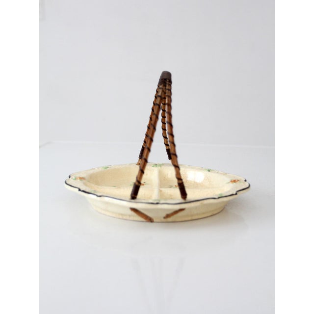 Vintage Japanese Floral Porcelain Serving Dish With Handle For Sale - Image 4 of 13